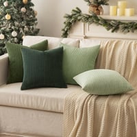 Set 4 Huse de Pernă Slozzi din Catifea Cord 50x50 cm, Seria Verde - Set Huse Decorative pentru Perne 7