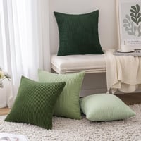 Set 4 Huse de Pernă Slozzi din Catifea Cord 50x50 cm, Seria Verde - Set Huse Decorative pentru Perne 3