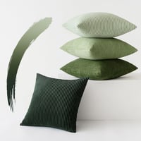 Set 4 Huse de Pernă Slozzi din Catifea Cord 50x50 cm, Seria Verde - Set Huse Decorative pentru Perne 1