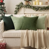 Set 4 Huse de Pernă Slozzi din Catifea Cord 50x50 cm, Seria Verde - Set Huse Decorative pentru Perne 8