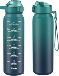 SLUXKE 1 literes rozsdamentes acél sportpalack kék, BPA-mentes termosz kulppal 1