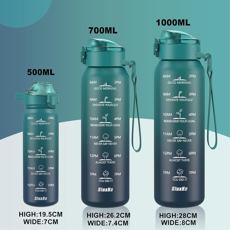 SLUXKE 1 literes rozsdamentes acél sportpalack kék, BPA-mentes termosz kulppal