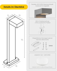 SLV QUADRASYL SL 75 Lampă de podea – Lampă de podea cu design unghiular | GX53, 11 W | Gri argintiu 5