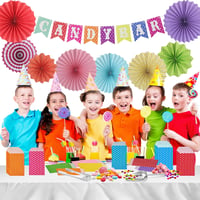 Slvoaujtk set dodataka za Candy Bar od 95 dijelova – 80 vrećica, 4 hvataljke za led, 2 lopatice za slatkiše, 8 papirnatih lepeza, 1 banner – Dekoracija za rođendanske i karnevalske zabave 3
