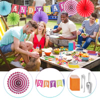 Slvoaujtk set dodataka za Candy Bar od 95 dijelova – 80 vrećica, 4 hvataljke za led, 2 lopatice za slatkiše, 8 papirnatih lepeza, 1 banner – Dekoracija za rođendanske i karnevalske zabave 7
