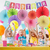 Slvoaujtk set dodataka za Candy Bar od 95 dijelova – 80 vrećica, 4 hvataljke za led, 2 lopatice za slatkiše, 8 papirnatih lepeza, 1 banner – Dekoracija za rođendanske i karnevalske zabave 6
