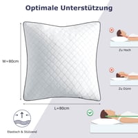 Slybear ortopéd párna 80x80 cm, 2 db, oldalt alvóknak, prémium töltettel, légáteresztő nyakpárna, ágy és kanapé, allergiásoknak, mosható 6