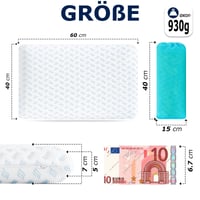 Ultra tenký vankúš z pamäťovej peny Slybear pre spánok na bruchu, 40x60x7 cm, biely, s prateľným poťahom a taškou, na cestovanie, jogu a meditáciu 2