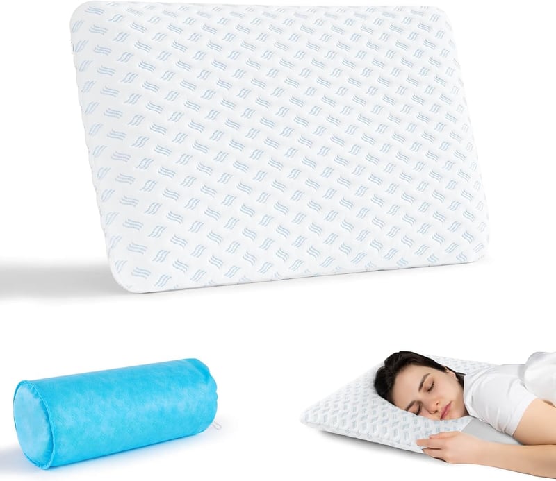 Ultra tenký vankúš z pamäťovej peny Slybear pre spánok na bruchu, 40x60x7 cm, biely, s prateľným poťahom a taškou, na cestovanie, jogu a meditáciu