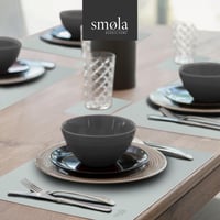 smøla 8 részes bőr imitációs tányéralátét szett ezüst-kék - Morning Blue/Silver 3