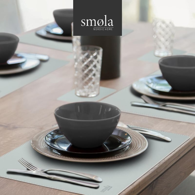 smøla 8 részes bőr imitációs tányéralátét szett ezüst-kék - Morning Blue/Silver