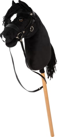 Small Foot Hobby Horse Eddie 12716 čierny koník na tyči s odnímateľnou drevenou tyčou, česateľnou hrivou, ohlávkou, uzdou a vôdzkou, od 3 rokov 4