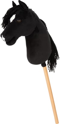 Small Foot Hobby Horse Eddie 12716 čierny koník na tyči s odnímateľnou drevenou tyčou, česateľnou hrivou, ohlávkou, uzdou a vôdzkou, od 3 rokov 6