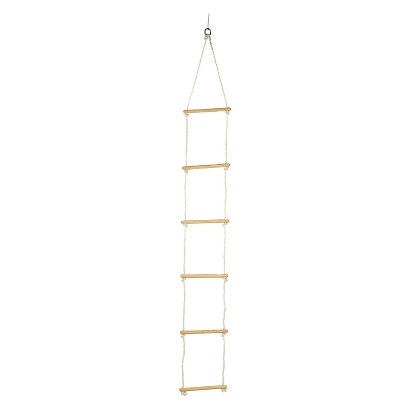 small foot Scară de frânghie cu 6 trepte din lemn, 2 m, jucărie de cățărat pentru interior și exterior, max. 75 kg, maro - 1048