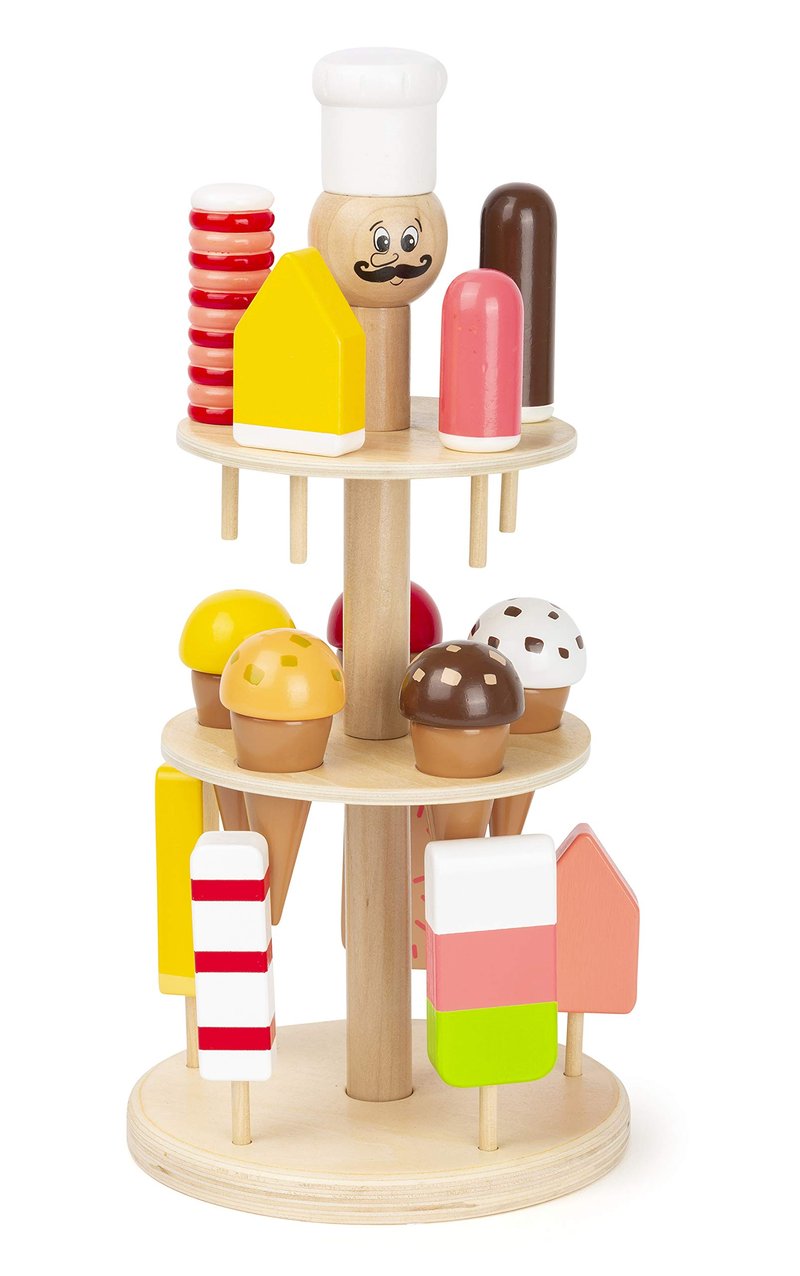 Small Foot Luigi Gelato Drevený stánok so zmrzlinou s 15 druhmi zmrzliny do detskej kuchynky a obchodu, od 2 rokov 11488