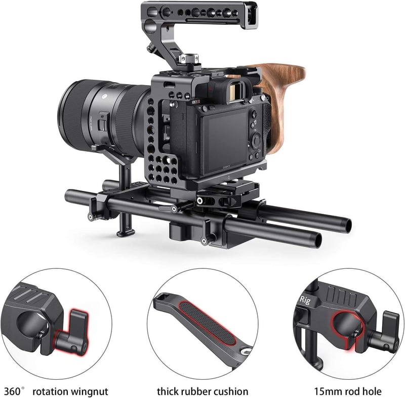 SmallRig 15mm Hosszú Lencsetartó 53,5mm Magasságállítható DSLR Kamera Vállpánt Rendszerhez