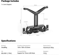 SmallRig 15mm Hosszú Lencsetartó 53,5mm Magasságállítható DSLR Kamera Vállpánt Rendszerhez 3