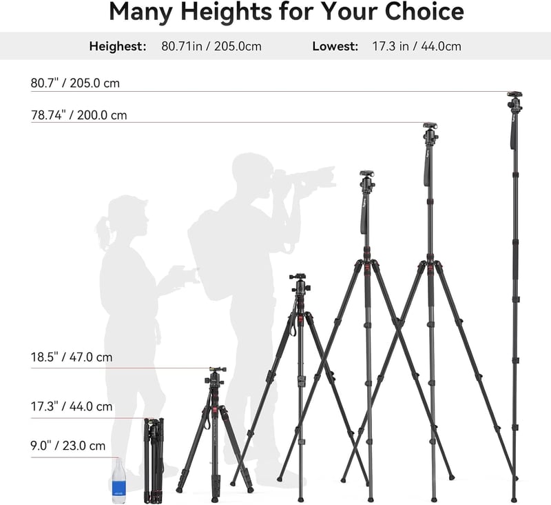 SMALLRIG 200 cm Tripod Monopod 360° Panoráma Gömbfej 15 kg Teherbírás Profi Kamera Állvány