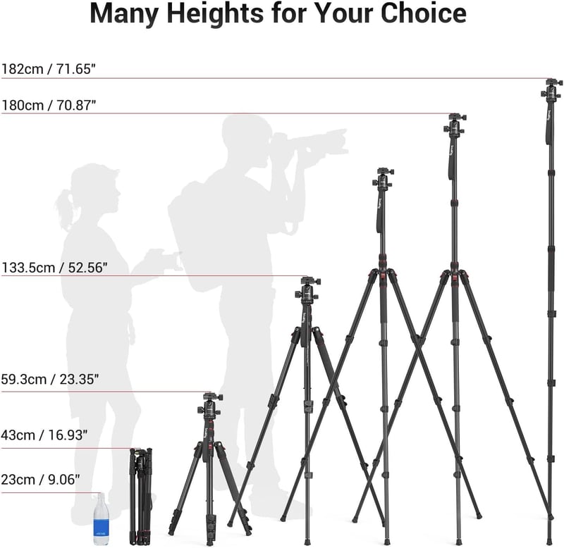 SMALLRIG 3935 180cm Alumínium Kamera Tripod Monopod, 360° Gömbfej, Telefontartó, 15kg Terhelhetőség