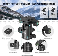 SMALLRIG 3935 180cm Alumínium Kamera Tripod Monopod, 360° Gömbfej, Telefontartó, 15kg Terhelhetőség 2