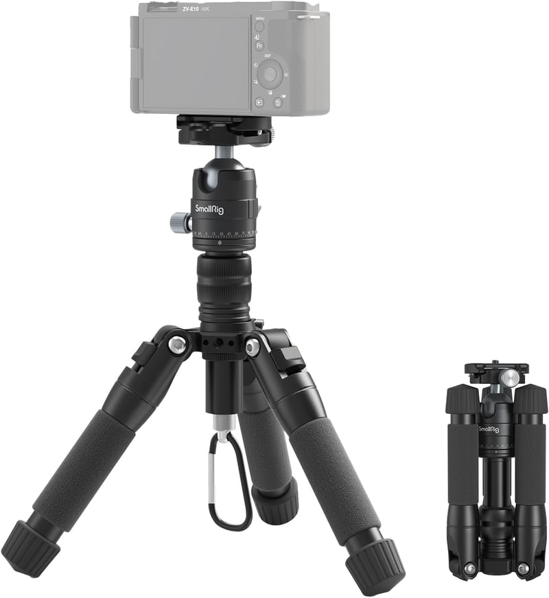SMALLRIG Alumínium Mini Állvány 52 cm 360° Gömbfejjel - Kompakt Kamera Tripod Canon, Sony, Nikon, Fujifilm Gépekhez - 6 kg Teherbírás