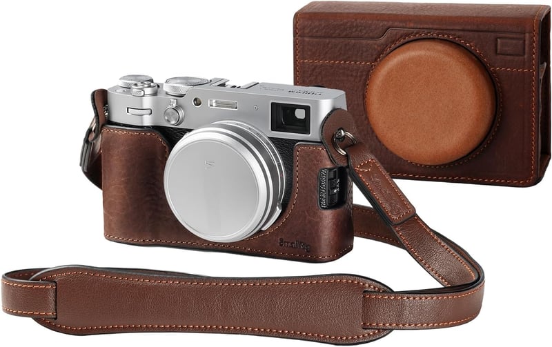 SMALLRIG Bőr Tok FUJIFILM X100VI Fényképezőgéphez - Félborítás, Felhajtható Fedél, Vállpánt, Valódi Bőr Védőtok, Barna