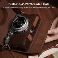 SMALLRIG Bőr Tok FUJIFILM X100VI Fényképezőgéphez - Félborítás, Felhajtható Fedél, Vállpánt, Valódi Bőr Védőtok, Barna 5