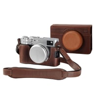 Kožené puzdro SMALLRIG pre fotoaparát FUJIFILM X100VI - Polovičné puzdro, Odklápacie veko, Ramenný popruh, Ochranné puzdro z pravej kože, Hnedé 1