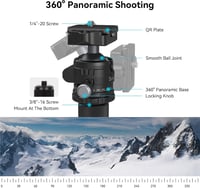 SMALLRIG Karbon Állvány Központi Oszloppal - Levehető Monopod, 360° Gömbfej, Gyorskioldó Lap, 12 kg Teherbírás, Fotós Háromlábú Állvány 4059 3
