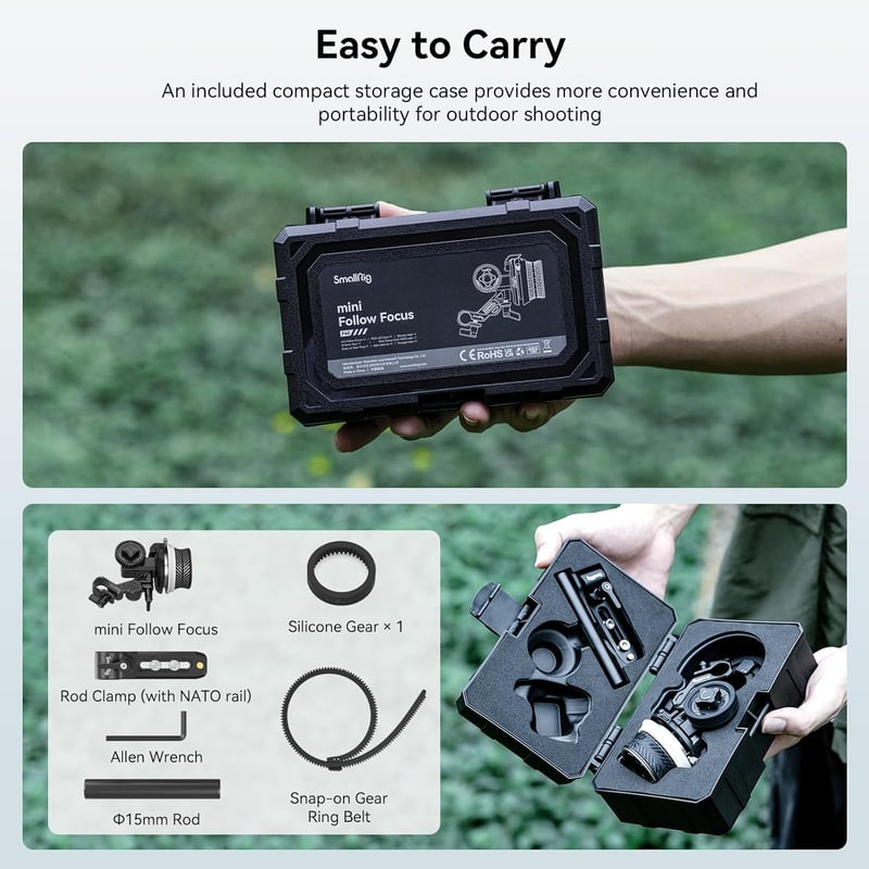 SMALLRIG Mini Follow Focus - Kézi Fókusz és Zoom Vezérlő DSLR és Tükörnélküli Kamerákhoz - Sony A7, A9, BMPCC 4K/6K Kompatibilis