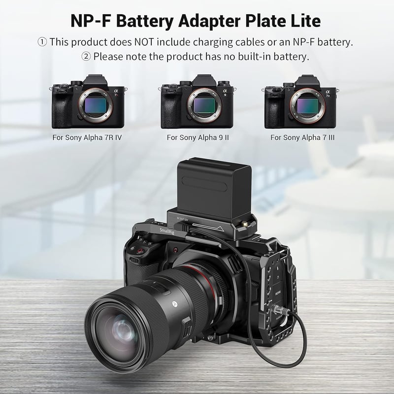 SMALLRIG NP-F Akkumulátor Adapter Plate Lite Sony A7 A9 BMPCC GH5 Z6 Z7