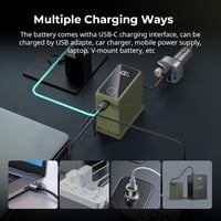 SMALLRIG NP-F970 Akkumulátor 10500 mAh - Sony Kamerákhoz, PD 36W USB-C Gyorstöltés, OLED Kijelző, Videó Lámpákhoz, Kamerákhoz, Zöld 5