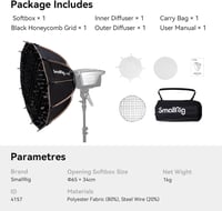 SMALLRIG Parabolikus Softbox LA-D65 65cm Bowens Mount COB Fényhez 7
