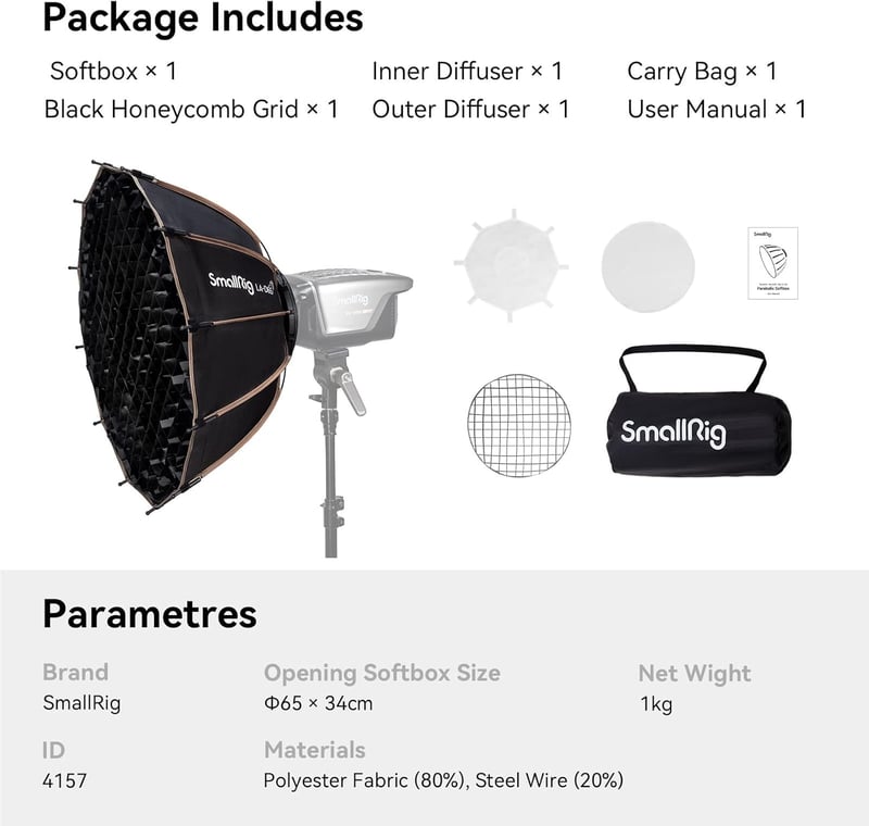SMALLRIG Parabolikus Softbox LA-D65 65cm Bowens Mount COB Fényhez