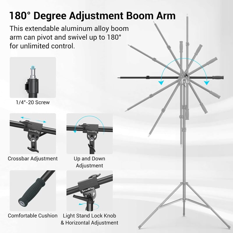 SMALLRIG RA-S280A 280cm Aluminium Állvány Légpárnás Fotó Tripod Stúdió Lámpa Softbox Ringlight