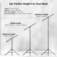 SMALLRIG RA-S280A 280cm Aluminium Állvány Légpárnás Fotó Tripod Stúdió Lámpa Softbox Ringlight 2