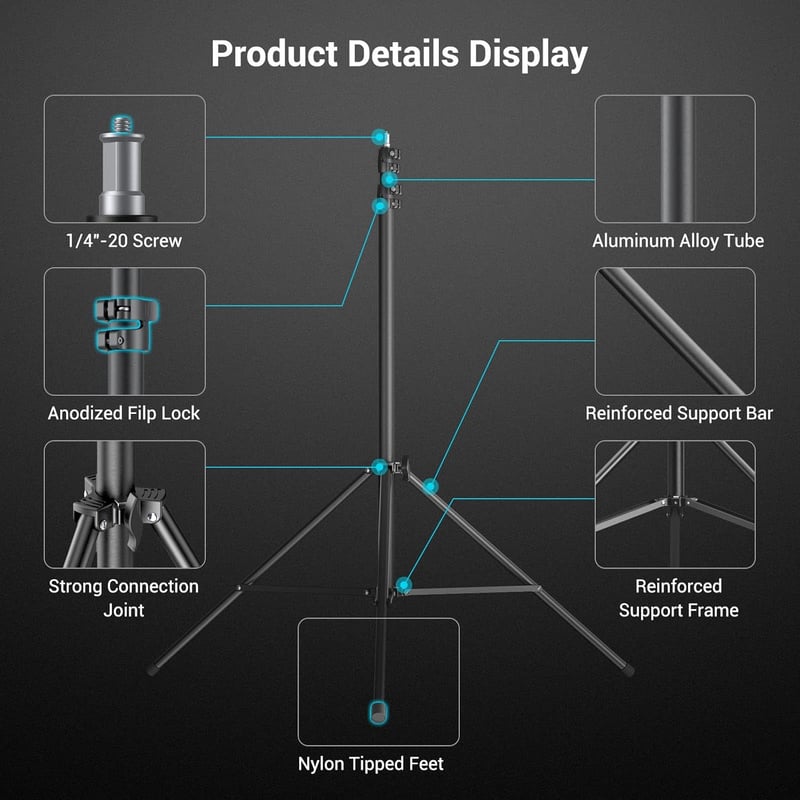 SMALLRIG RA-S280A 280cm Aluminium Állvány Légpárnás Fotó Tripod Stúdió Lámpa Softbox Ringlight