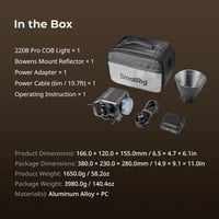 SMALLRIG RC 220B Pro 220W COB videólámpa Bowens csatlakozóval, 2700K-6500K, CRI 95+, app vezérlés 8