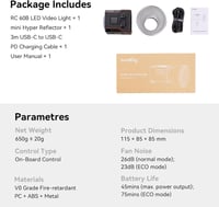 SMALLRIG RC 60B COB Video Svjetlo s Baterijom od 3400 mAh, Ručno Bicolor LED Svjetlo, Type-C PD Brzo Punjenje, 2700K-6500K, CRI 97+, 9 Svjetlosnih Efekata, 6