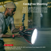 SMALLRIG RC 60B COB Video Svjetlo s Baterijom od 3400 mAh, Ručno Bicolor LED Svjetlo, Type-C PD Brzo Punjenje, 2700K-6500K, CRI 97+, 9 Svjetlosnih Efekata, 2