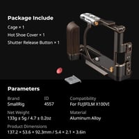 SMALLRIG Retro Védőkeret FUJIFILM X100VI Fényképezőgéphez - Fekete Alumínium Kamera Cage Sínnel és Vakupapuccsal, 133g 7