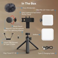 SMALLRIG VK-50 Vlogger Készlet iPhone-hoz - YouTube és TikTok Tartalomkészítő Szett Állvánnyal, Telefontartóval, LED Lámpával és Irányított  2