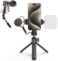 SMALLRIG VK-50 Vlogger Készlet iPhone-hoz - YouTube és TikTok Tartalomkészítő Szett Állvánnyal, Telefontartóval, LED Lámpával és Irányított  1