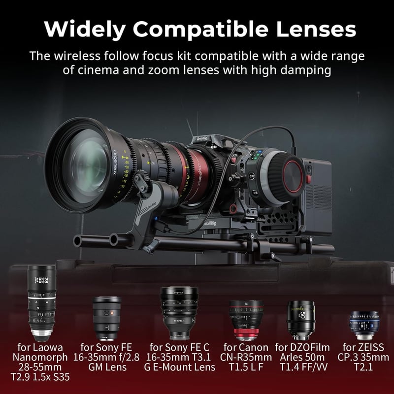 SMALLRIG Wireless Follow Focus Kit Lite kézi vezérlővel és motoros vevővel