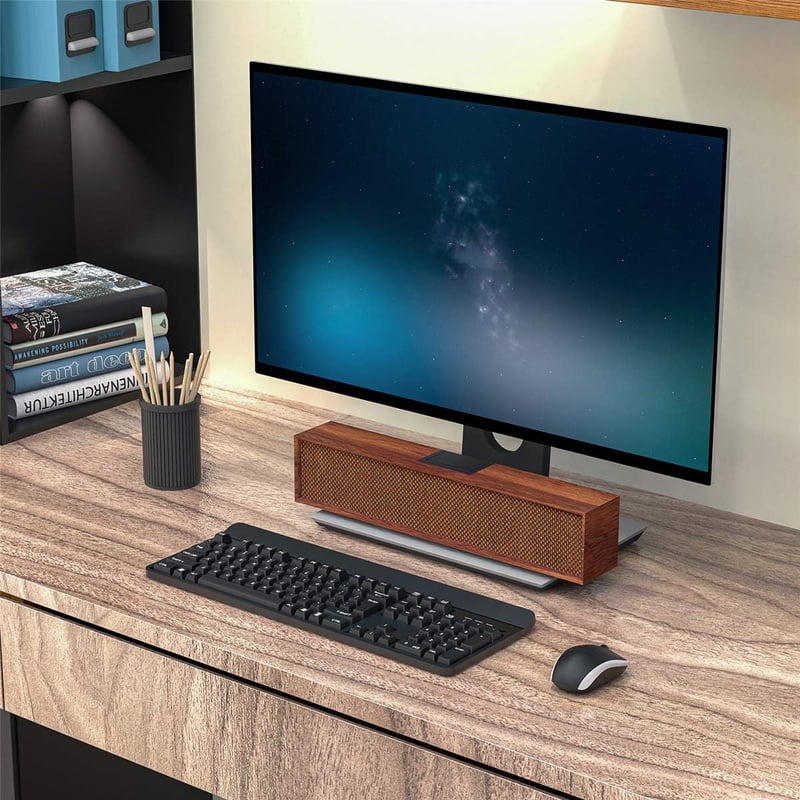 Smalody Bluetooth Hangszóró, Vezeték Nélküli Fa Hangfal Sztereó Basszussal PC Laptop Gaming Számítógép Okostelefon