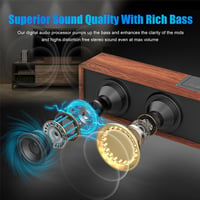 Smalody Bluetooth Hangszóró, Vezeték Nélküli Fa Hangfal Sztereó Basszussal PC Laptop Gaming Számítógép Okostelefon 3