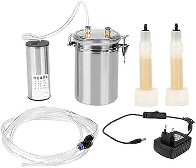 Smandy 2L Elektromos Fejőgép Dupla Fejjel - Hordozható Vákuumos Fejőberendezés Juhoknak, Kecskéknek - Rozsdamentes Acél Tejgyűjtő Tartállyal