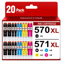 SMARTOMI Canon PGI-570 XL CLI-571 XL kompatibilná sada atramentových kaziet, 20 ks, Pixma MG5750 TS5050 TS5051 MG6851 TS6050 TS8050 MG7750 MG6850 n 1