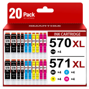 SMARTOMI Canon PGI-570 XL CLI-571 XL kompatibilni paket tinti, 20 komada, Pixma MG5750 TS5050 TS5051 MG6851 TS6050 TS8050 MG7750 MG6850 n