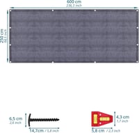 Smartpeas Kempingszőnyeg 250x250cm - Kék/Szürke Előtető Szőnyeg Rozsdamentes Acél Fűzőszemekkel - Vízáteresztő, Mosható HDPE Kültéri Szőnyeg 2